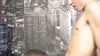 BoyObsession.com - Horny twinks' office table drilling after sloppy blowjob
