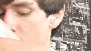 BoyObsession.com - Horny twinks' office table drilling after sloppy blowjob