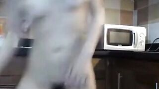Asian Girl Orgasms with Sex Toy in Kitchen