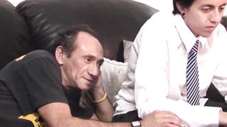 Young gay covered in cum after bareback daddy fuck