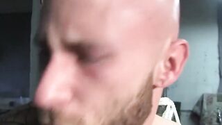 Dire Callahan's balls tugged while tied in rope bondage
