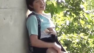 Camera records Asian teens playing with their cunts in secluded spot