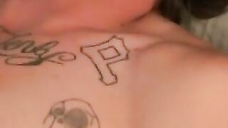 Tattooed dude smokes cigars while stroking gently
