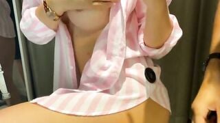 Big-Titted Teen Gives a Quickie in a Public Changing Room
