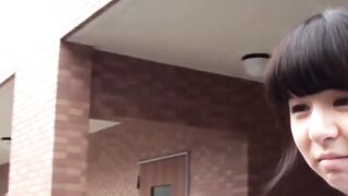 Wicked student joins our game lifts skirt for alley strut