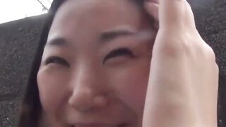 Wicked student joins our game lifts skirt for alley strut