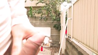 Yoshi Kawasaki jerks his bulge behind fence and blasts load