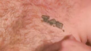 Mature guy flaunts his big hard cock before stroking it