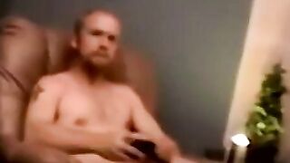 Skinny twink with glasses spanks cock till cumming hard