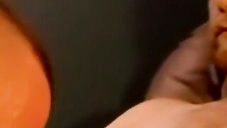 Skinny twink with glasses spanks cock till cumming hard