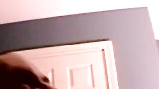 Skinny twink with glasses spanks cock till cumming hard