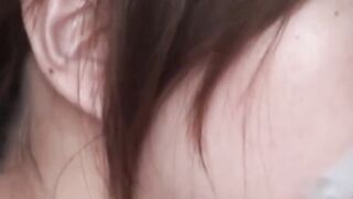 My Japanese pussy buzzes with a vibrator for quick fun