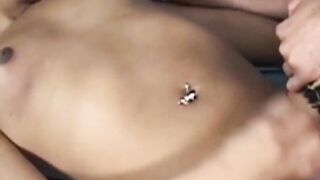 Bombshell trans Mala moans loudly while getting ass stretched