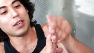Hairy Joey tugs thick uncut dick and swings big balls