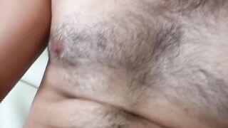 Hairy Joey tugs thick uncut dick and swings big balls