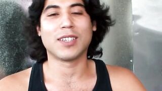 Hairy Joey tugs thick uncut dick and swings big balls