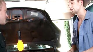 Mechanic Johnny Torque using throbbing tool to fix Adam Ridges horny ass