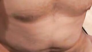 Hung bearded daddy harshly pumps his thick cock