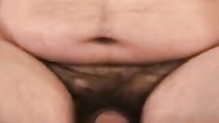 Hung bearded daddy harshly pumps his thick cock