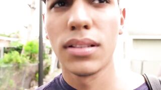 Straight Ariano locks eyes while deepthroating my veiny cock