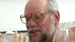 Curvy Aida Swinger distracts grandpa Albert with huge jugs