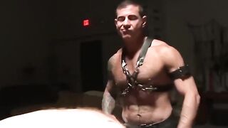 MuscleJockBound.com - Captive Luke Riley's body wailed on by nerf bats