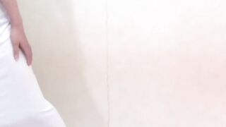 Athletic Asian girls flood pool with their hot golden urine