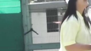 Voyeur films two tennis babes dressing after a sweaty match
