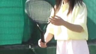 Voyeur films two tennis babes dressing after a sweaty match