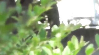 Japanese lady lets piss flow out while still in a skirt