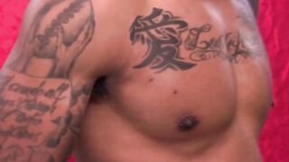 Black Chris wanks continuously to reach powerful climax