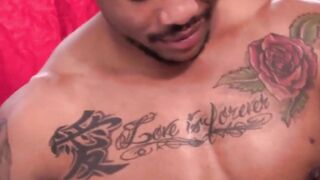 Black Chris wanks continuously to reach powerful climax