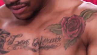 Black Chris wanks continuously to reach powerful climax