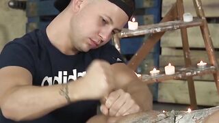 BoyDungeon.com - Jock jerked off hard while hot wax pours all over his body by master