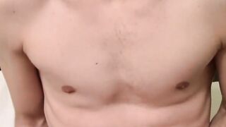 Skinny dude struggles with hairy cock handjob