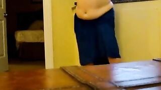Blonde American Granny Strips and Masturbates