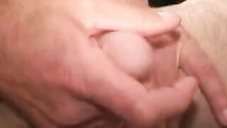 Tattooed older homo jerks his thick dick in bed