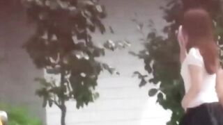 Voyeur captures Japanese lass pissing in dark alley