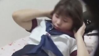 Japanese beauty in fierce solo play poking her hungry pussy