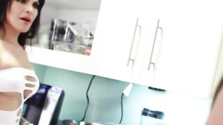 Busty Venus Luxx and TS friend drizzle cum on the dinner plate