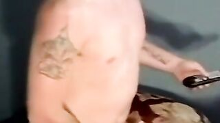 JoeSchmoeXXX.com - Black dude spreads legs for amateur white guy to cum on him eagerl