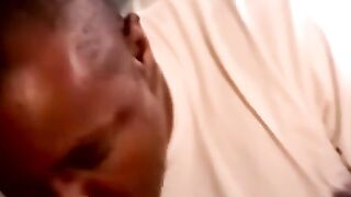 JoeSchmoeXXX.com - Black dude spreads legs for amateur white guy to cum on him eagerl