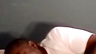 JoeSchmoeXXX.com - Black dude spreads legs for amateur white guy to cum on him eagerl