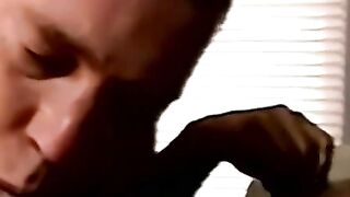 JoeSchmoeXXX.com - Amateur black guy jerks off solo with white dude kissing him passi