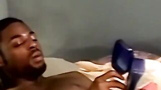 JoeSchmoeXXX.com - Amateur black guy jerks off solo with white dude kissing him passi