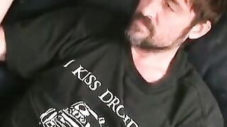 Hairy mature hunk loves pulling his throbbing cock