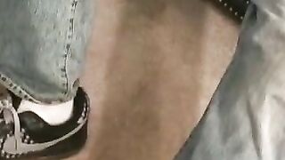 Hairy mature hunk loves pulling his throbbing cock