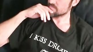Hairy mature hunk loves pulling his throbbing cock