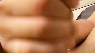 Skinny thug strokes hairy cock till climax