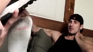 Inked straight guy Chain gets worshipped by twink Marke